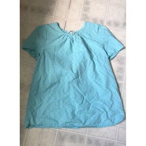 Lands' End Kids Turquoise Flecked Sz 14 All Cotton Blouse